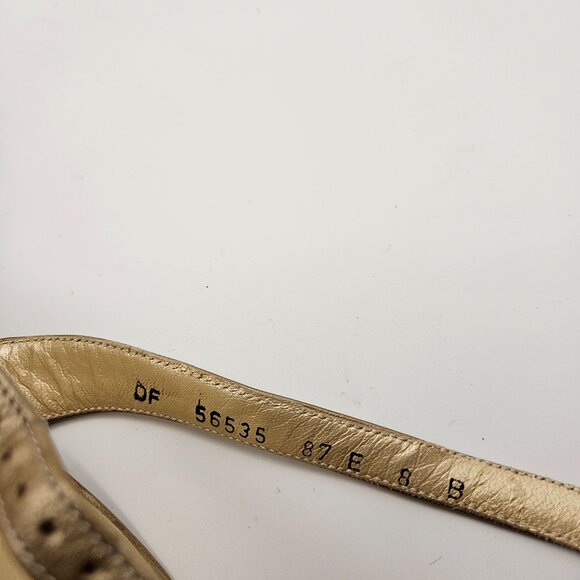 Salvatore Ferragamo Gold Leather Slingback Heels w/ Snakeskin Cap Toe – Size 8B - Picture 4 of 11